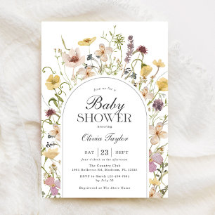 Wildflower Baby shower Bloemenboog Kaart
