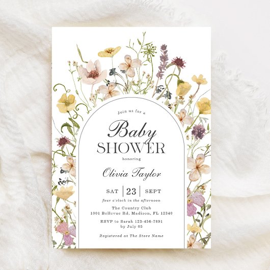 Wildflower Baby shower Bloemenboog Kaart