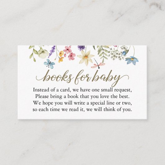 Wildflower Baby shower Boekaanvraag Baby in Bloom Informatiekaartje (Voorkant)