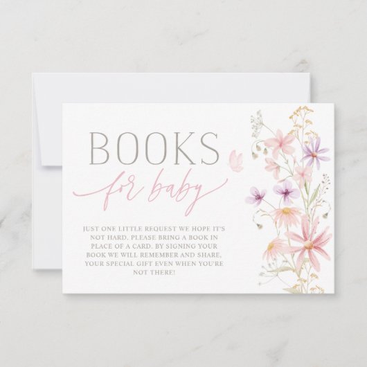 Wildflower Baby shower Boeken voor baby kaart (Voorkant)