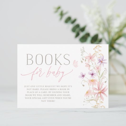 Wildflower Baby shower Boeken voor baby kaart (Staand voorkant)