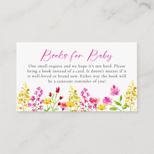 Wildflower Baby shower Boeken voor Baby QR Code Informatiekaartje