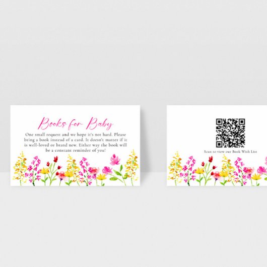 Wildflower Baby shower Boeken voor Baby QR Code Informatiekaartje