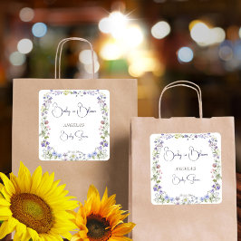 Wildflower baby shower boho bloemen gunst vierkante sticker