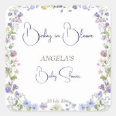 Wildflower baby shower boho bloemen gunst vierkante sticker (Voorkant)