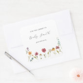 Wildflower Baby shower Bookplate Vierkante Sticker (Envelop)