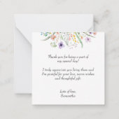 Wildflower Baby shower Budget Bedankt Notitiekaartje (Achterkant)