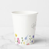 Wildflower Baby shower Cup | Eigen Tekst | Floral Papieren Bekers (Rechts)