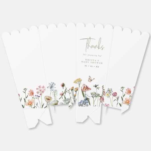 Wildflower Baby shower Dank u Popcorn Bedankdoosjes (Ongevouwen)