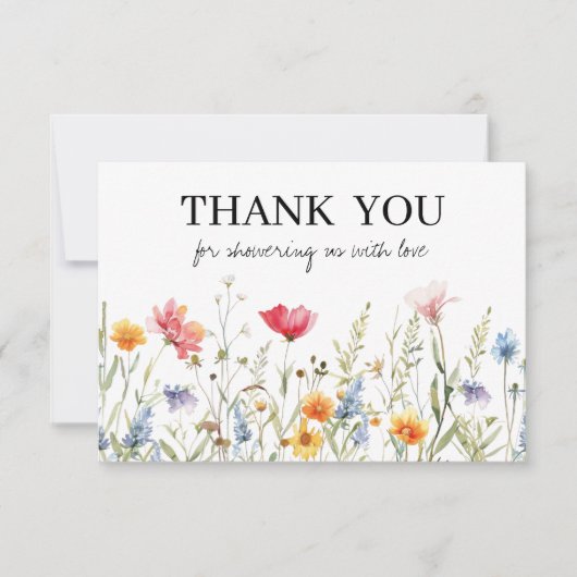 Wildflower Baby Shower Dankkaart Bedankkaart (Voorkant)