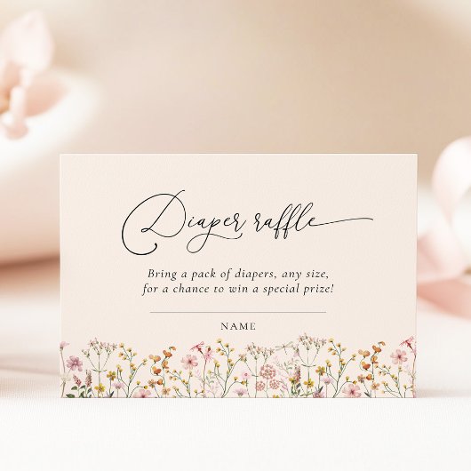 Wildflower Baby Shower Diaper Raffle Ticket Informatiekaartje