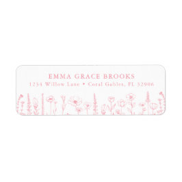 Wildflower Baby Shower Dusty Pink Return Address Etiket