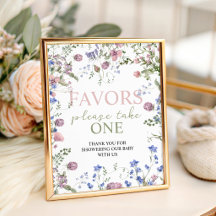 Wildflower baby shower favor bord