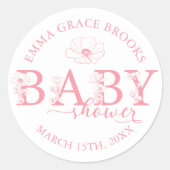 Wildflower Baby Shower Favor Sticker Editable Name (Voorkant)