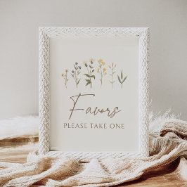  Wildflower Baby shower Favors Sign Poster