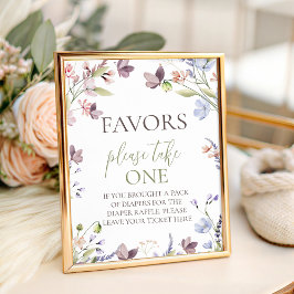 Wildflower Baby Shower Favors Table Sign Reclamebord Met Voetstuk