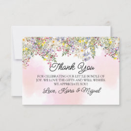 Wildflower Baby shower Flat Bedankt Card