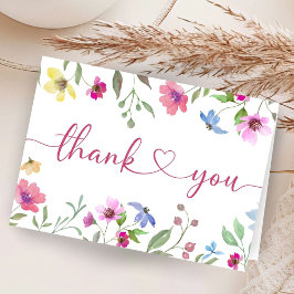 Wildflower Baby shower Floral Gevouwen Dank u Bedankkaart