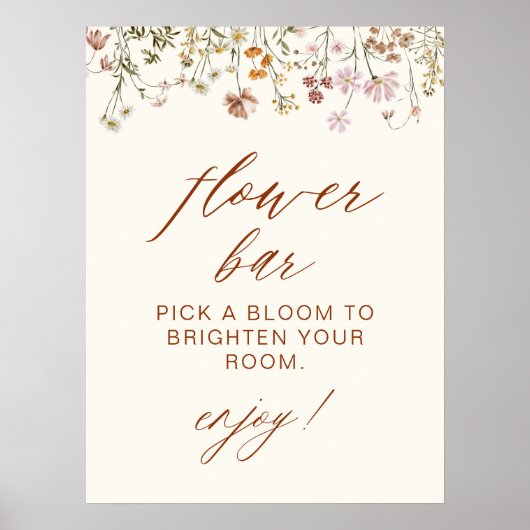 Wildflower Baby shower Flower Bar Poster (Voorkant)