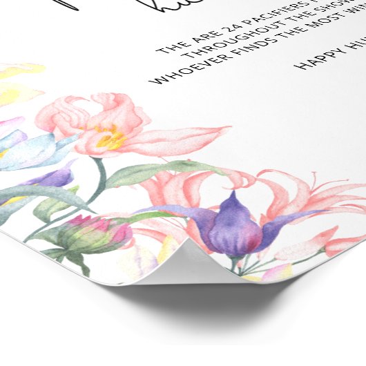 Wildflower baby shower Fopspeen jacht spel Poster (Hoek)