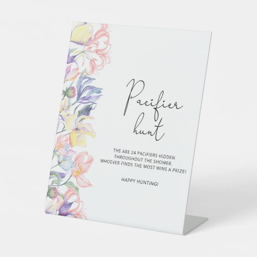 Wildflower baby shower Fopspeen jacht spel Reclamebord Met Voetstuk (Voorkant)