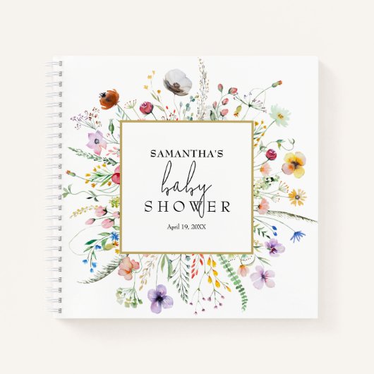 Wildflower Baby shower gastenboek Notitieboek (Voorkant)