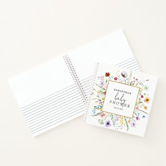 Wildflower Baby shower gastenboek Notitieboek (Binnen)