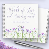 Wildflower Baby shower Gastenboek Paarse Bloemen Notitieboek