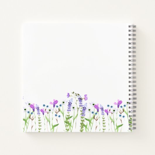 Wildflower Baby shower Gastenboek Paarse Bloemen Notitieboek (Achterkant)