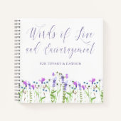 Wildflower Baby shower Gastenboek Paarse Bloemen Notitieboek (Voorkant)