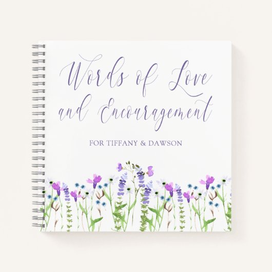 Wildflower Baby shower Gastenboek Paarse Bloemen Notitieboek (Voorkant)