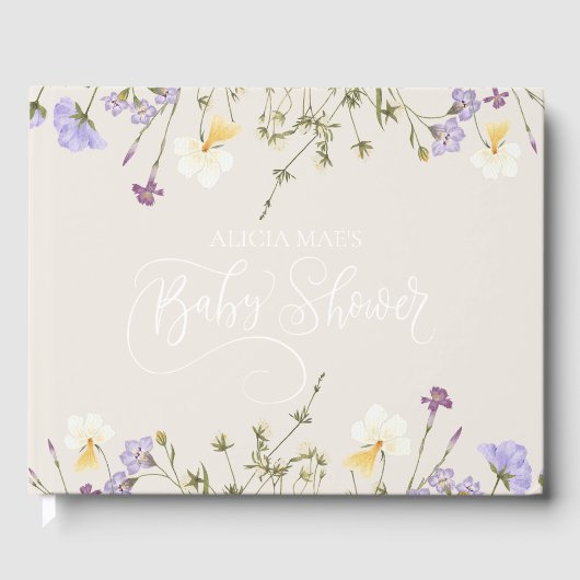 Wildflower Baby shower gepersonaliseerd gastenboek (Voorkant)