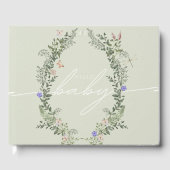 Wildflower Baby shower gepersonaliseerd groen Gastenboek (Voorkant)