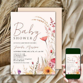 Wildflower Baby shower Geslacht Neutraal Boho Kaart