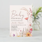Wildflower Baby shower Geslacht Neutraal Boho Kaart (Staand voorkant)