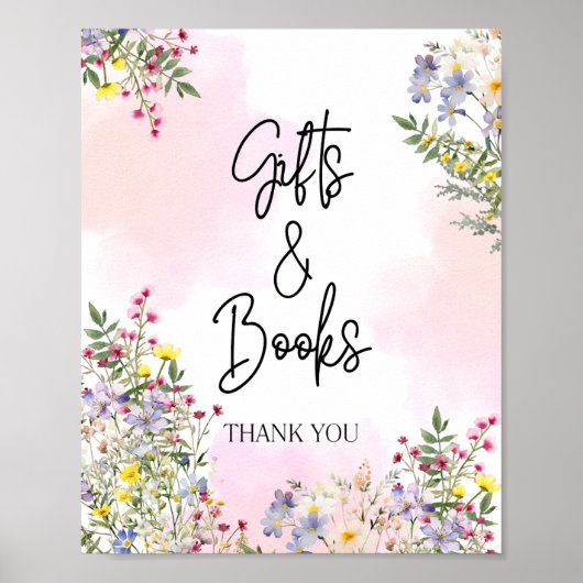 Wildflower Baby shower Gift Sign Poster (Voorkant)