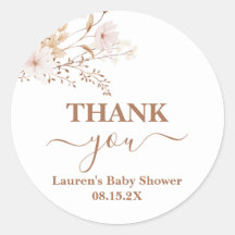 Wildflower Baby shower Girl Classic Ronde Sticker