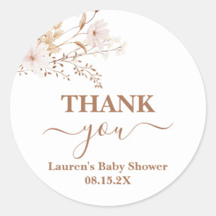 Wildflower Baby shower Girl Classic Ronde Sticker