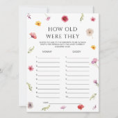 Wildflower Baby shower Guess Age Game Kaart (Voorkant)