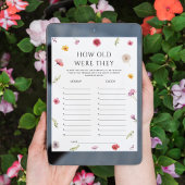 Wildflower Baby shower Guess Age Game Kaart