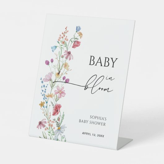 Wildflower Baby shower in bloei Reclamebord Met Voetstuk (Voorkant)