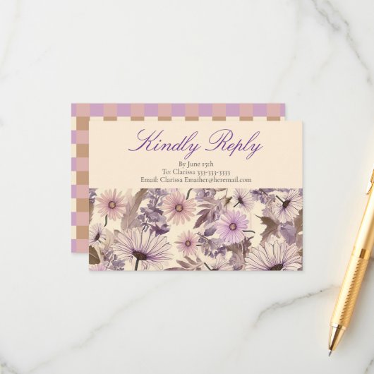 Wildflower Baby shower Informatiekaartje (Voorkant / Achterkant in situ)