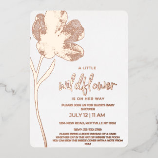 Wildflower Baby shower Initiatie Folie Uitnodiging