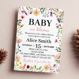 Wildflower Baby shower Invitation Baby in Bloom Kaart
