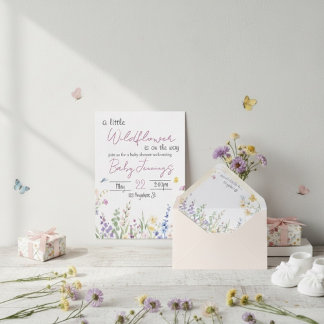 Wildflower Baby shower invitation Kaart
