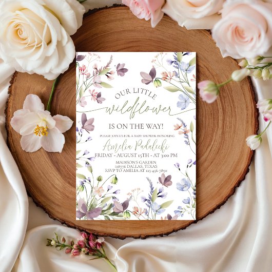 Wildflower Baby Shower Invitation Kaart