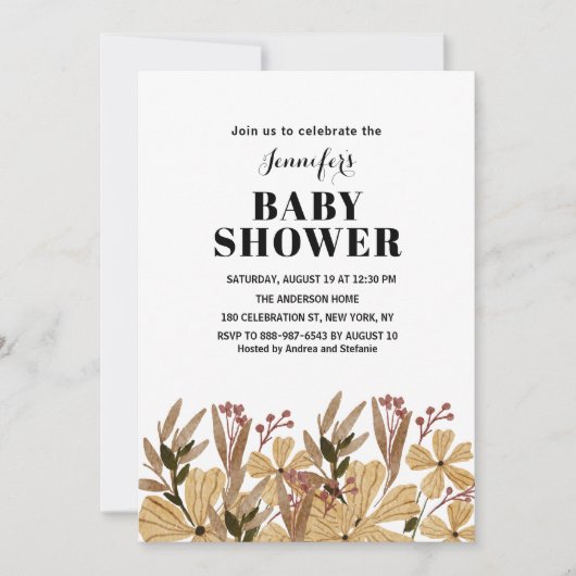 Wildflower baby shower Invitation Save The Date (Voorkant)