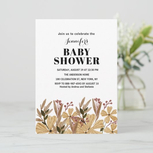 Wildflower baby shower Invitation Save The Date (Staand voorkant)