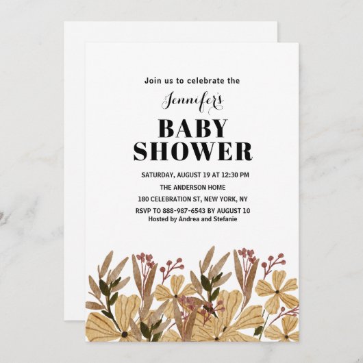 Wildflower baby shower Invitation Save The Date (Voorkant / Achterkant)