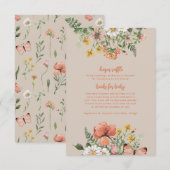 Wildflower Baby shower invoegen Informatiekaartje (Voorkant / Achterkant)